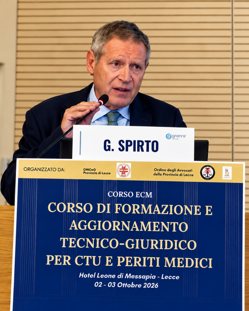 Giuseppe Spirto durante il Corso di formazione e aggiornamento tecnico-giuridico per CTU e Periti Medici a Lecce